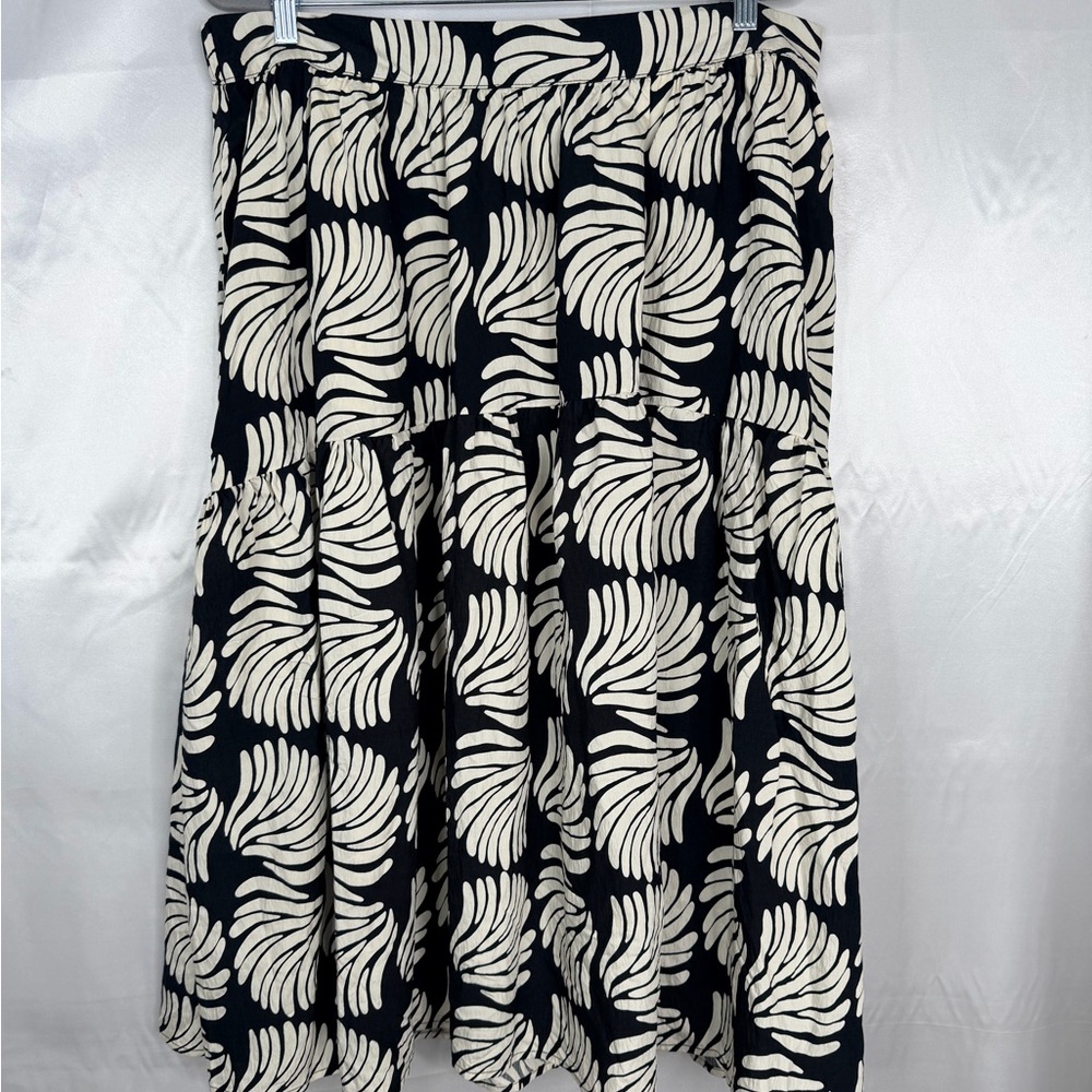 NWT A New Day‎ Black Cream Seashell Tiered Midi Skirt A-Line XXL Summer Style - Picture 2 of 11